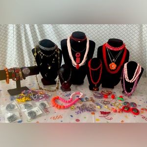 Lot of pink & red jewelry